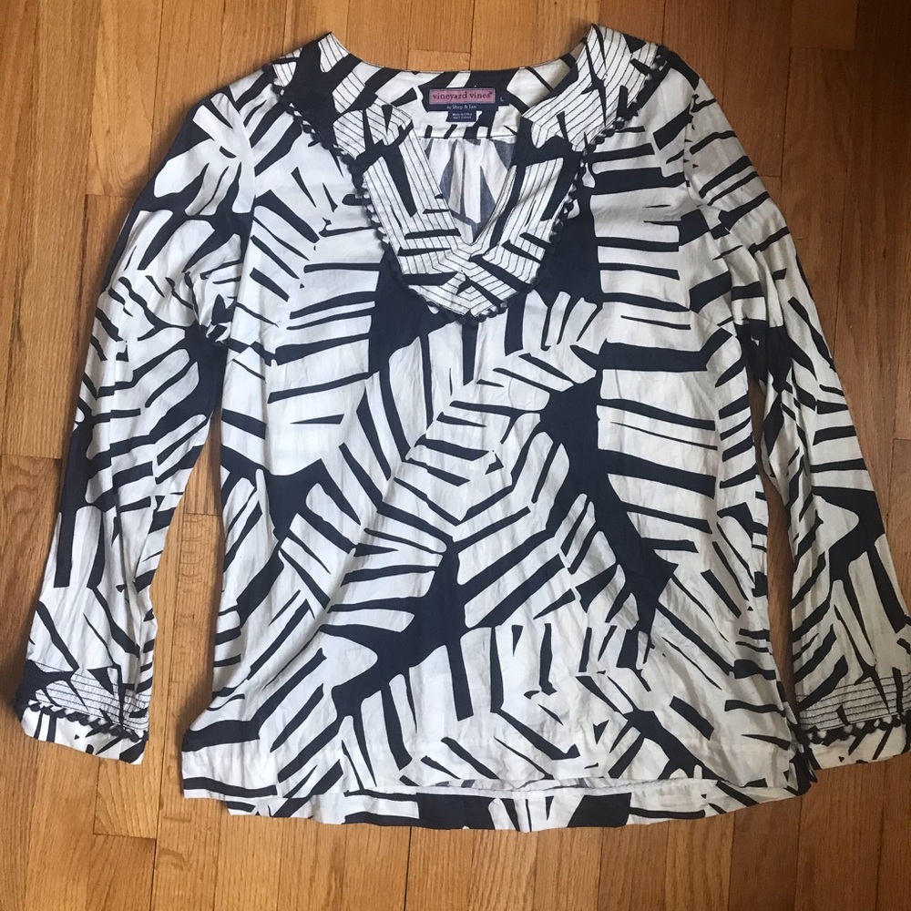 Vineyard Vines Navy & White Cotton V Neck Tunic